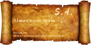 Simoncsics Anna névjegykártya